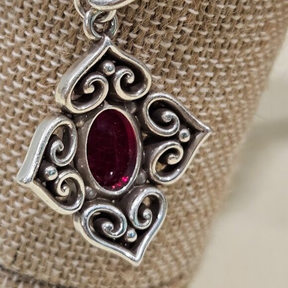 Brighton Alcazar Blaze Red Crystal Silver Plated Bracelet Lobster Claw Closure - Picture 5 of 14